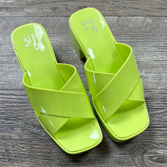 Mix No. 6 Shoes - Mix No. 6 Women's Lime Green Heeled Sandals, Size 7